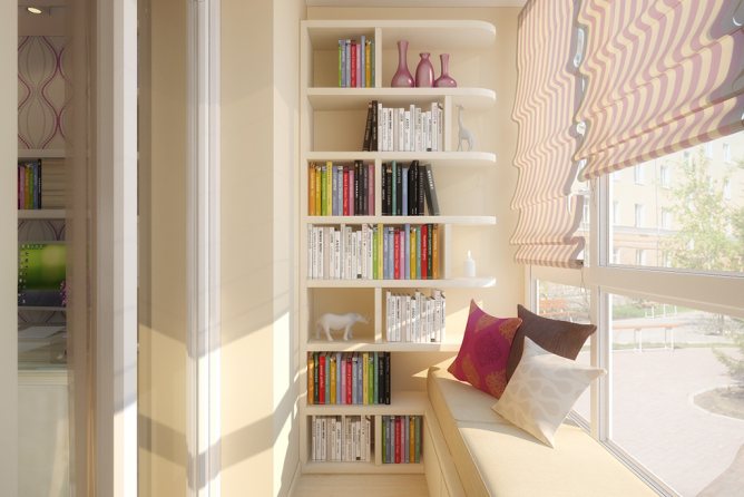 Bibliothèque sur le balcon