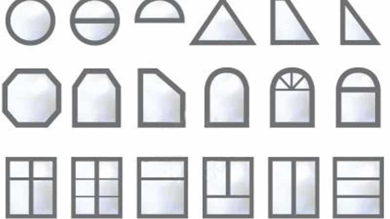 Formes de fenêtres en plastique