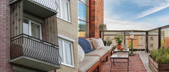Photo: un balcon (loggia) peut avoir une zone différente, une chambre sur le balcon
