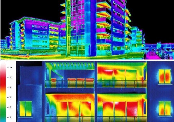 Photo: les zones rouges de la caméra thermique indiquent une importante perte de chaleur