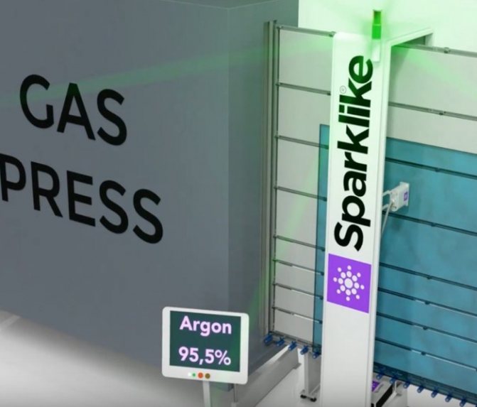 Снимка: Измерване на аргон в стъклопакет на поточна линия с помощта на Sparklike Lazer Online