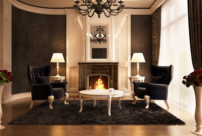 cheminée dans le salon moderne