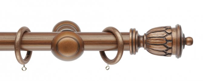 tringle à rideaux en chêne