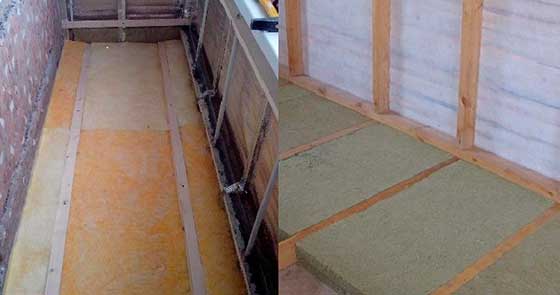 Bild Bodendämmung auf dem Balkon mit Mineralwolle