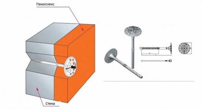 fixation de l'isolant au mur avec des chevilles