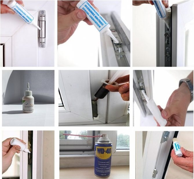 pontos de lubrificação para acessórios de janela