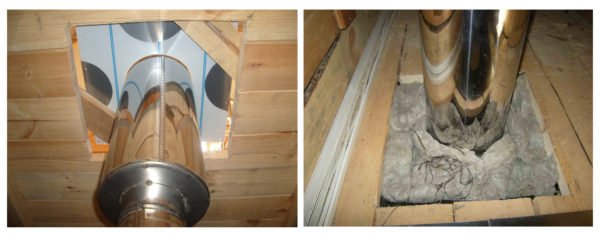 Schornsteinauslass durch die Decke