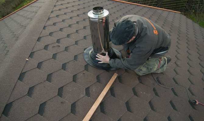 installation d'une cheminée sur le toit