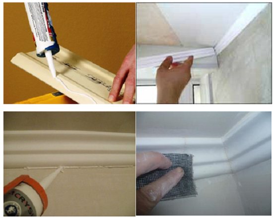 Installation der Fußleiste auf dem Dichtmittel