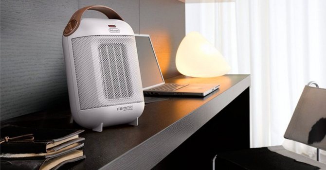 Aquecedor com ventilador compacto de mesa