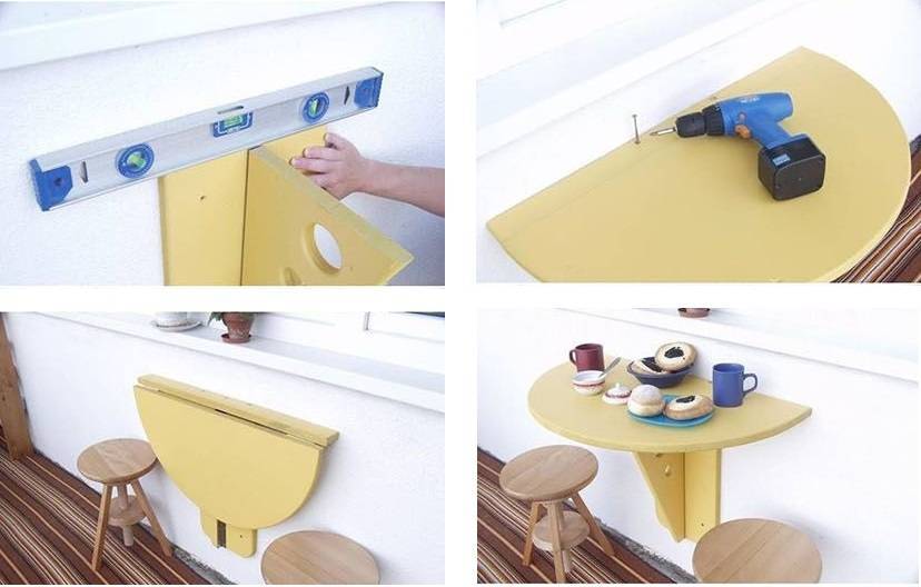 Table pliante à faire soi-même sur le balcon - plusieurs modèles avec des instructions détaillées