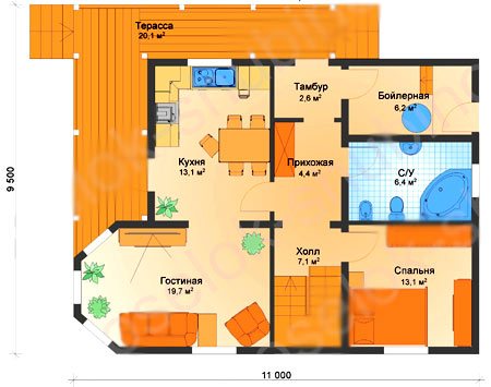 kazan daireli ev planı