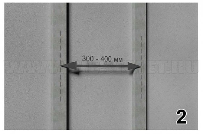Le profil est monté verticalement à une distance de 300 à 400 mm le long des axes