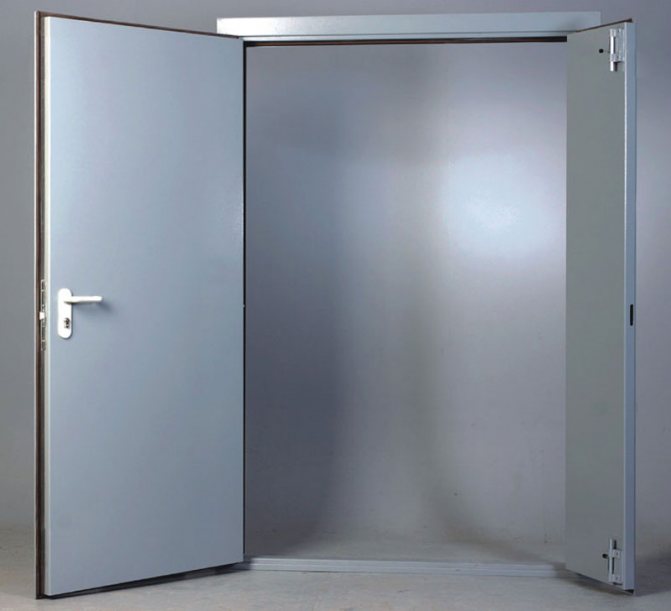 Porte ignifuge à deux vantaux
