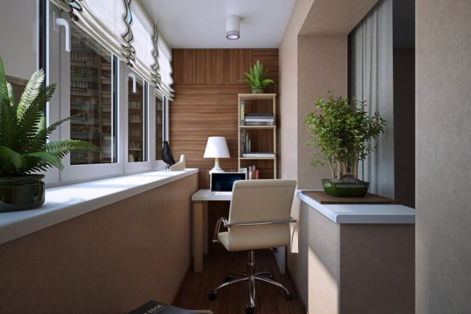 Büro auf der Loggia mit Außenverglasung