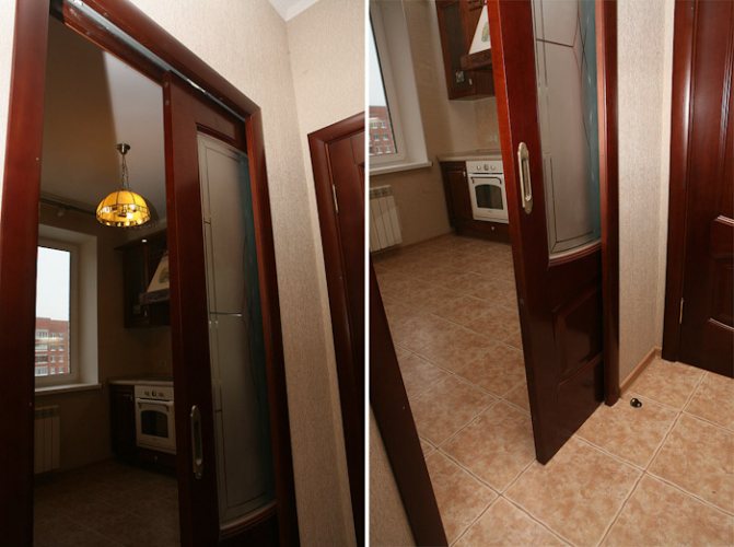 Porte coulissante pour le coin cuisine