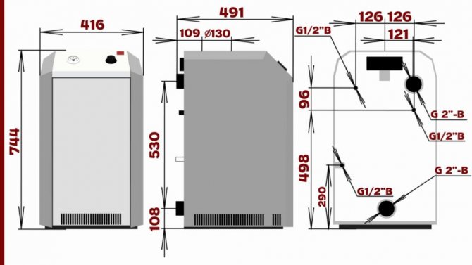 Dimensions de la chaudière gaz au sol Lemax Premium