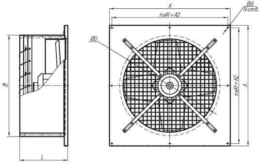 Feige. 8. Die Abmessungen von Industrieventilatoren sind viel größer als die von Haushaltsventilatoren.