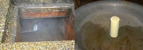 Un bâton de soufre est placé sur le métal, incendié, sort rapidement et tous les trous sont fermés
