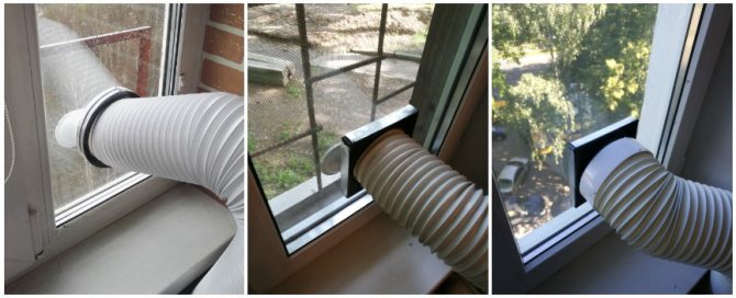 Fenêtres à double vitrage avec un trou pour un climatiseur au sol