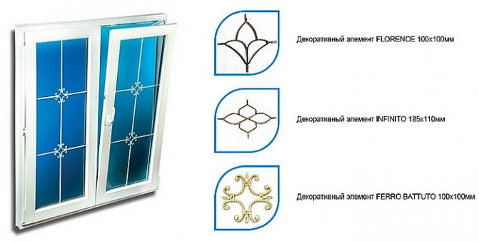 Les fenêtres à double vitrage avec shpros peuvent être équipées d'éléments décoratifs de différentes tailles et formes