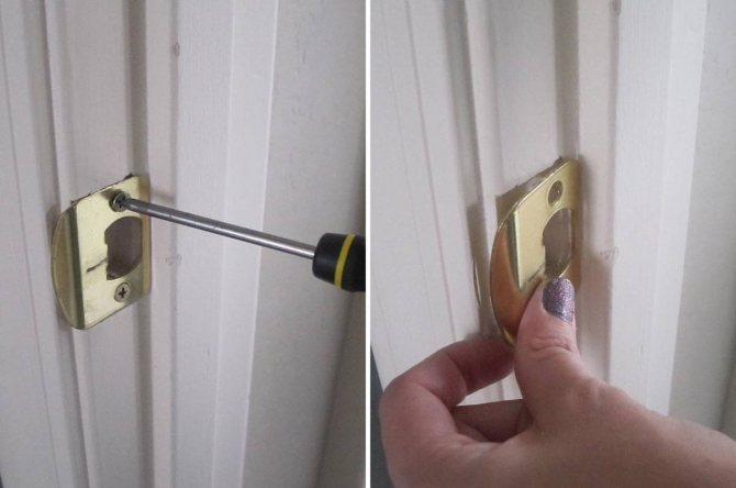 Installation de la contre-pièce pour la poignée de porte