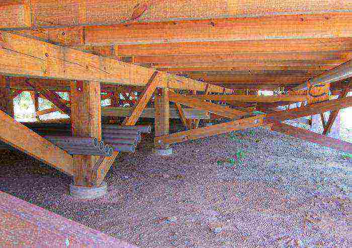 Wir isolieren die Böden in einem Holzhaus auf Pfählen