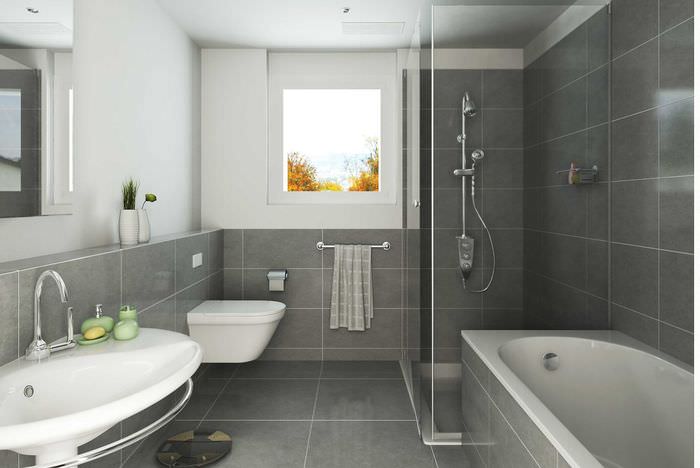 option d'un intérieur de salle de bain lumineux avec une fenêtre