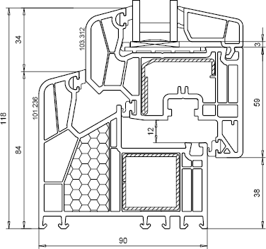 Profils VEKA Alphaline 90.