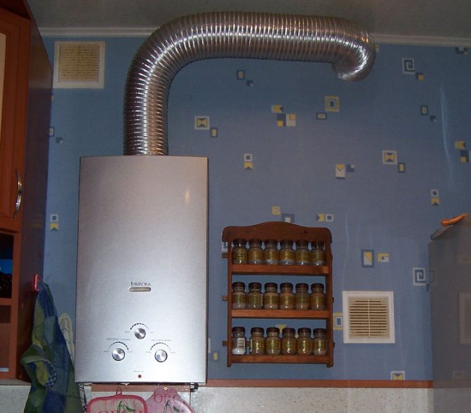 Dunstabzugshaube für Gasdurchlauferhitzer