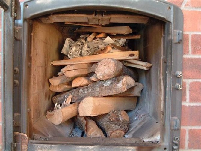 Brennholz in den Kamin legen