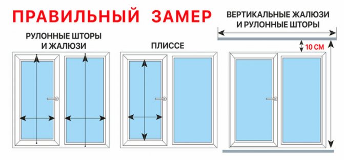 Les dimensions des fenêtres dépendent du type de stores et de l'option de leur fixation aux fenêtres